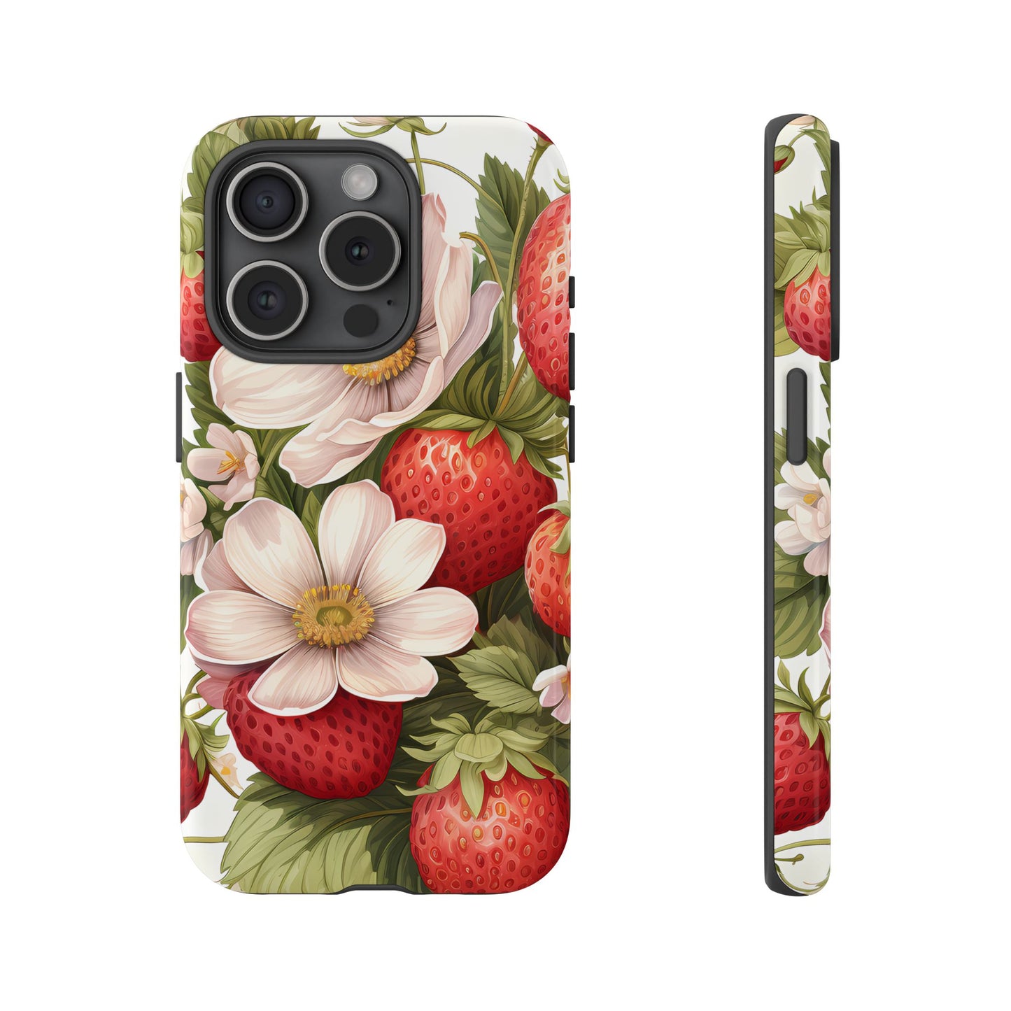 Strawberry Blossom Phone Case — Floral Protective Tough Case - Ramshackle Shack