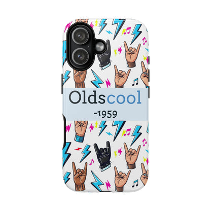 Retro Rock 'Oldscool 1959' Phone Case – Lightning & Rock Hand Pattern - Ramshackle Shack