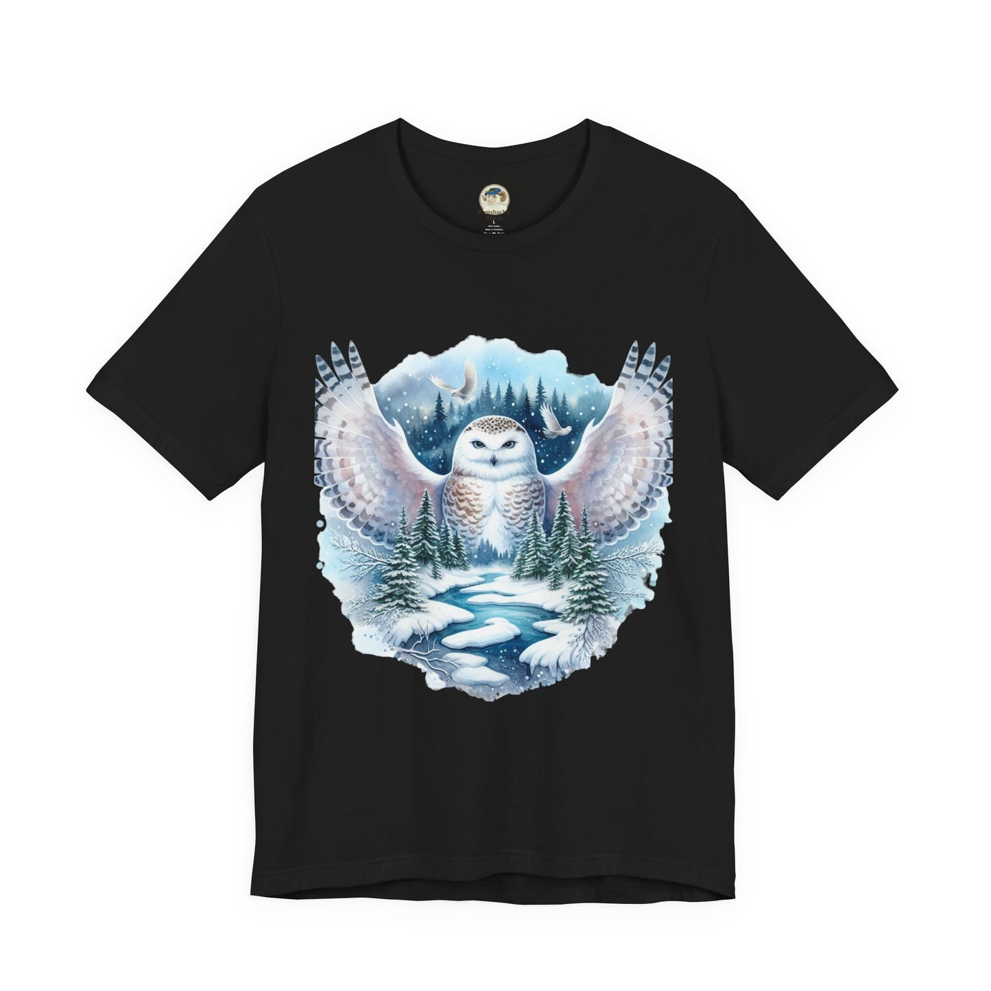 Snowy Owl Forest T-Shirt — Winter Wildlife Nature Tee - Ramshackle Shack