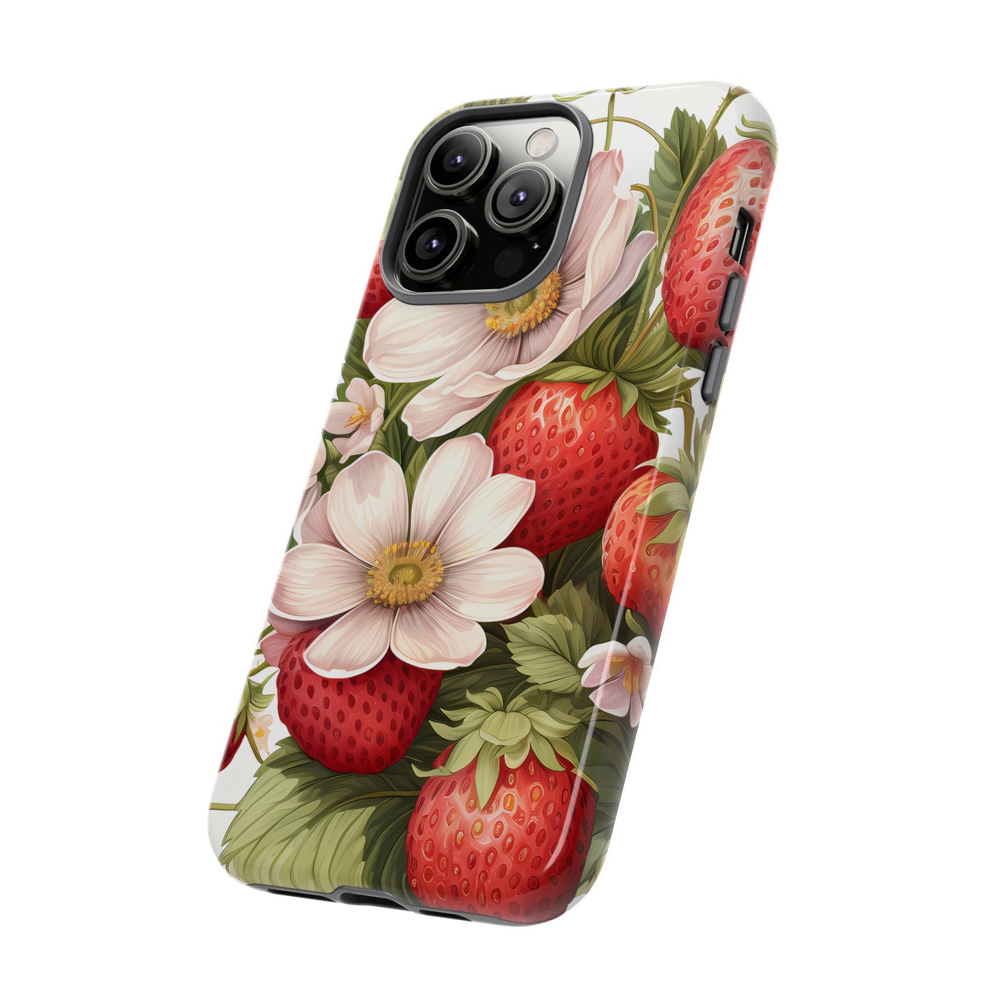 Strawberry Blossom Phone Case — Floral Protective Tough Case - Ramshackle Shack