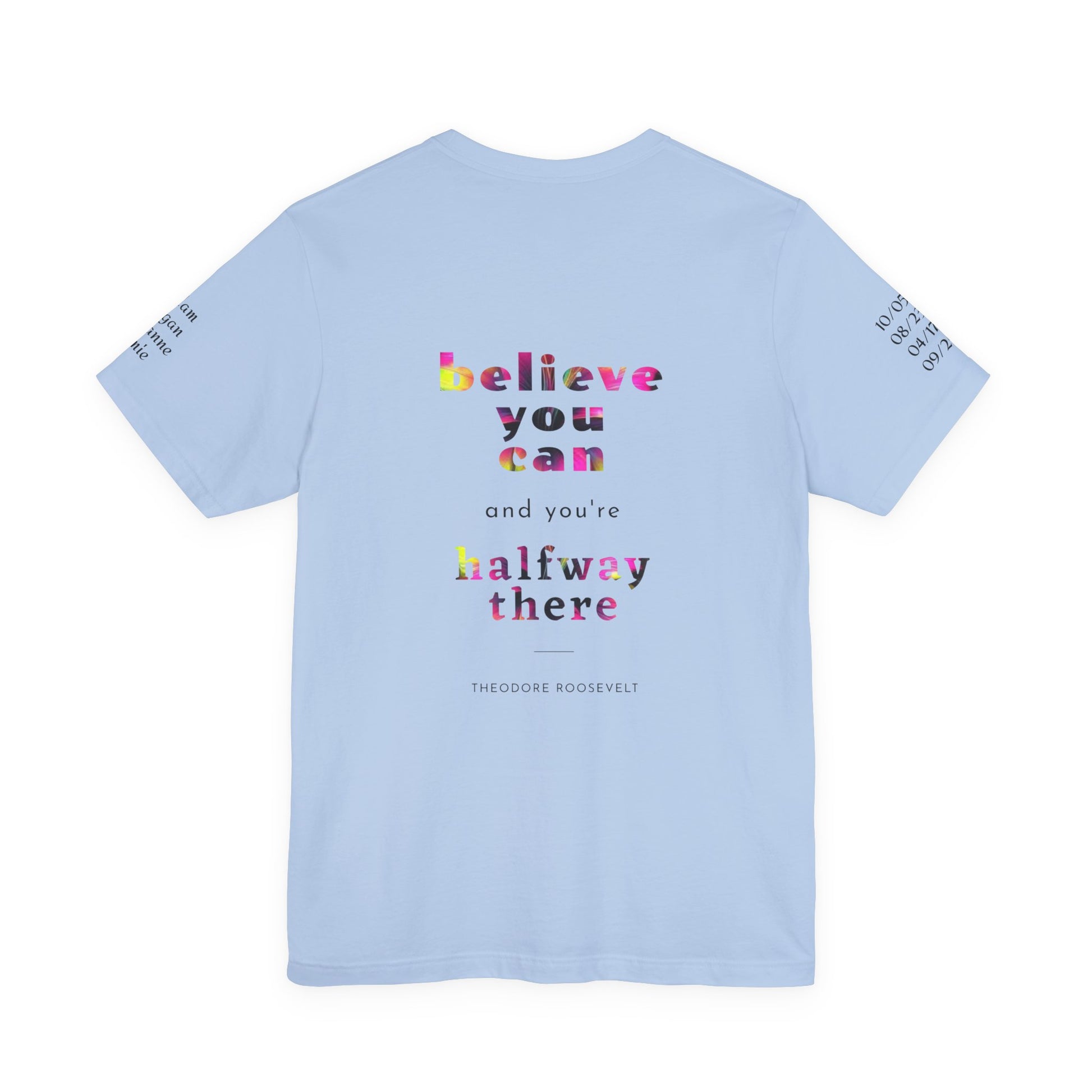 Dad 'Surviving on Caffeine and Chaos' Tee — Custom Names & Dates, 'Believe You Can' Back - Ramshackle Shack