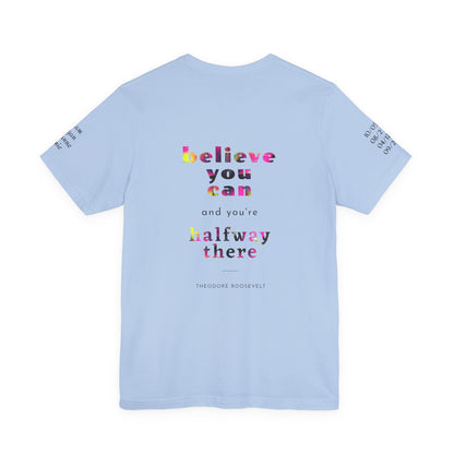 Dad 'Surviving on Caffeine and Chaos' Tee — Custom Names & Dates, 'Believe You Can' Back - Ramshackle Shack