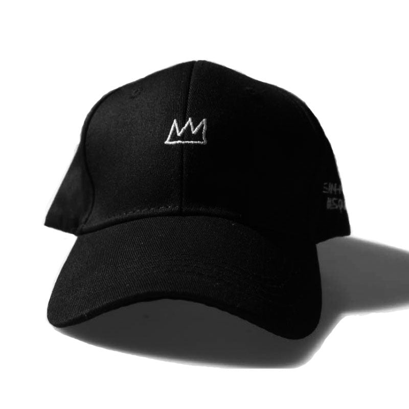 Ramshackle Shack BASQUIAT embroidered cotton baseball cap with crown design, casual hat for everyday wear