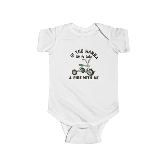 Funny Baby Bodysuit POOP! There it is & Tricycle Ride Graphic Infant Onesie - Ramshackle Shack