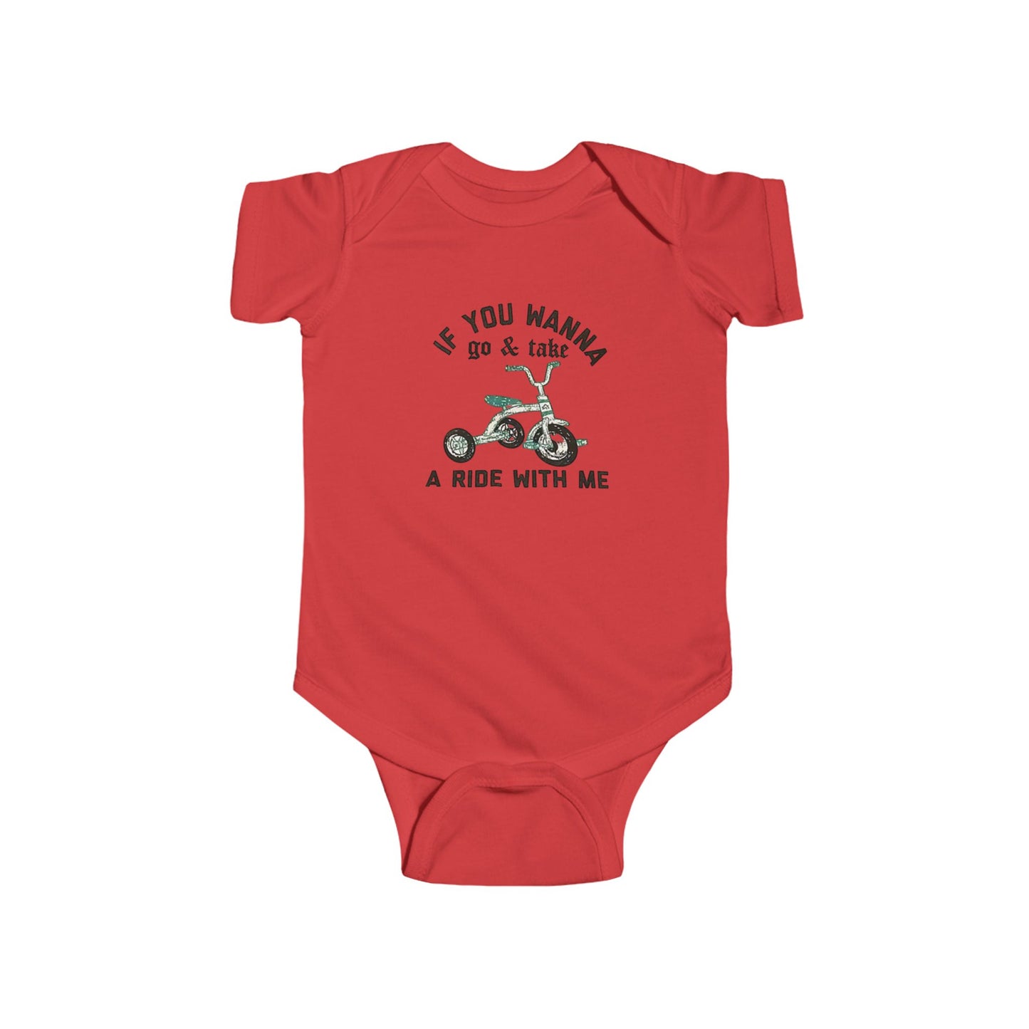 Funny Baby Bodysuit POOP! There it is & Tricycle Ride Graphic Infant Onesie - Ramshackle Shack