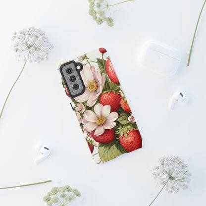 Strawberry Blossom Phone Case — Floral Protective Tough Case - Ramshackle Shack