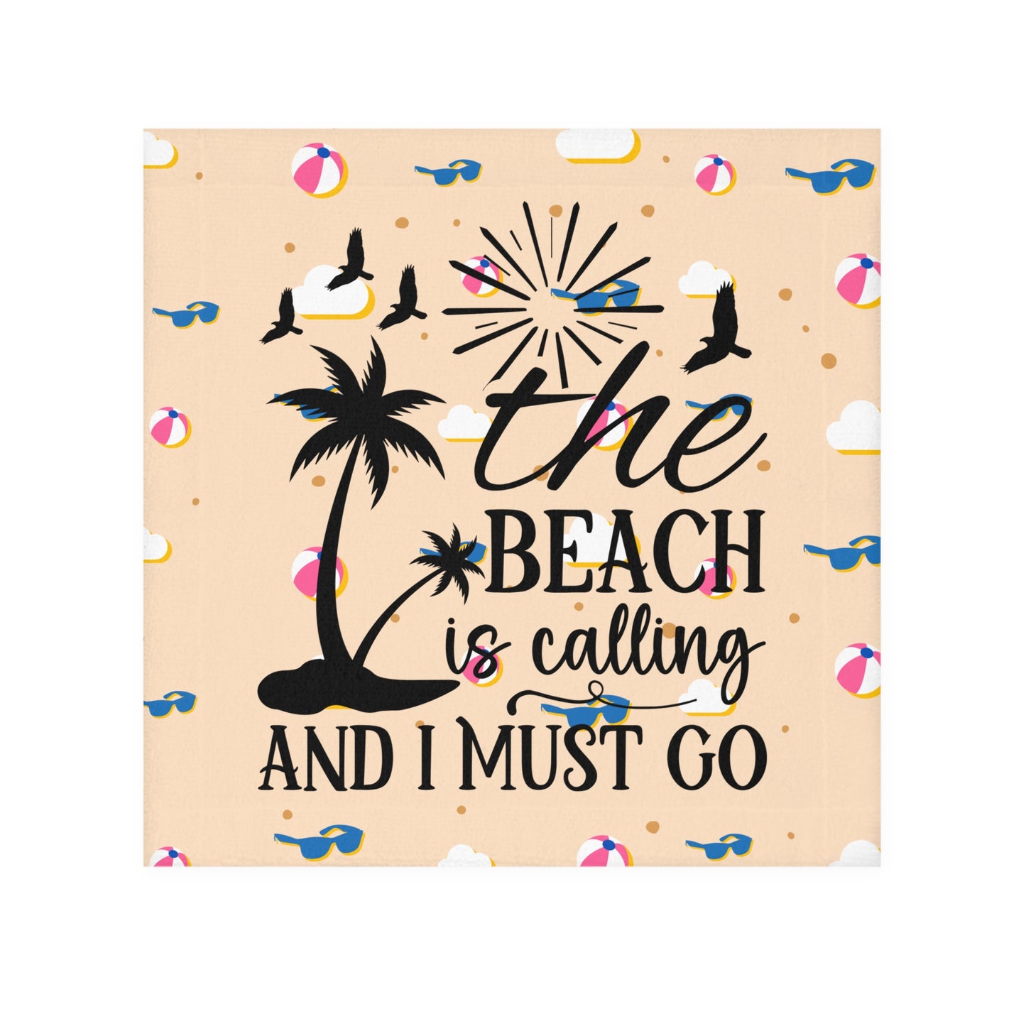 Beach Is Calling Face Towel — Sunglasses & Beach Ball Design - Ramshackle Shack