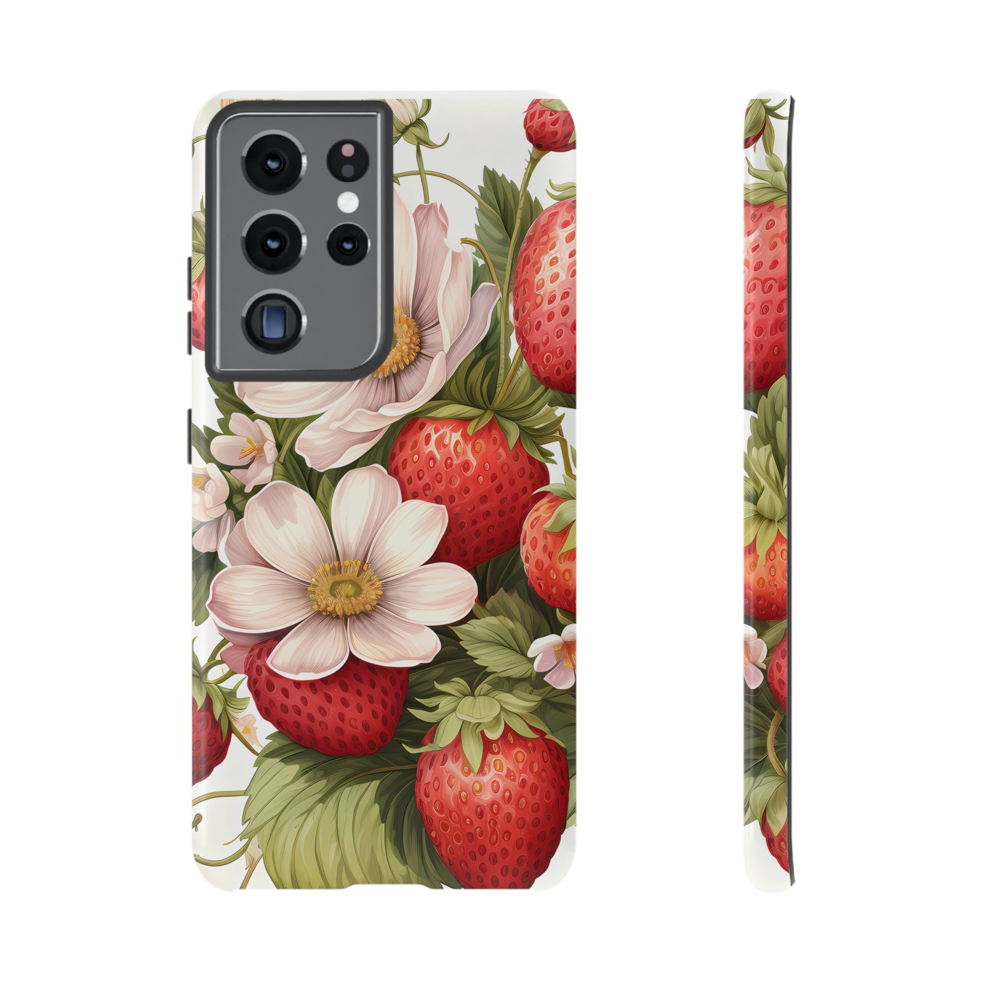 Strawberry Blossom Phone Case — Floral Protective Tough Case - Ramshackle Shack