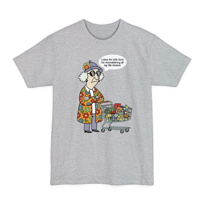 Sassy Max "I Came for Milk" funny graphic T-shirt featuring bold text and playful design, made by Tall Beefy-T® for men.