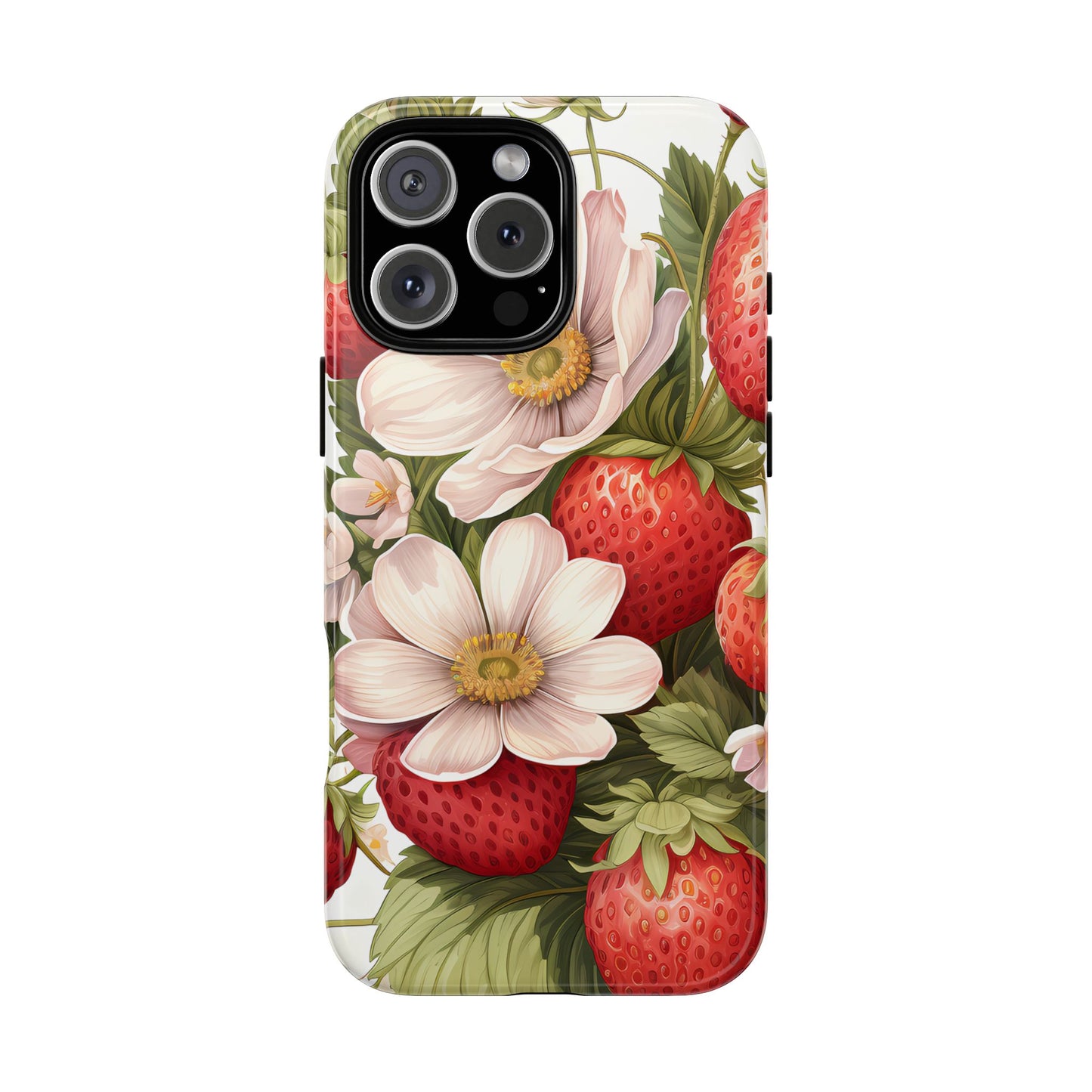 Strawberry Blossom Phone Case — Floral Protective Tough Case - Ramshackle Shack