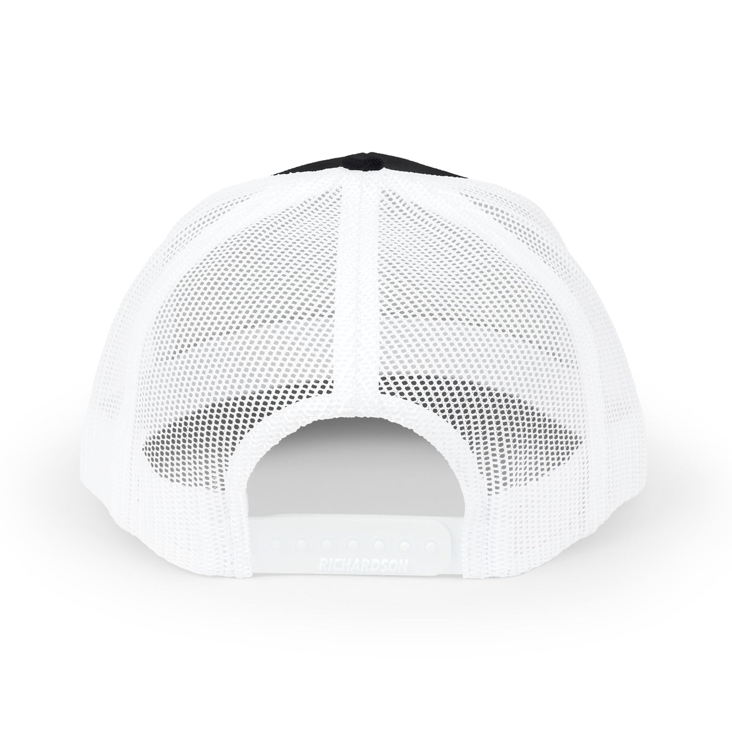Printify Never Surrender snapback trucker hat featuring a structured crown, flat brim, and adjustable snap closure.