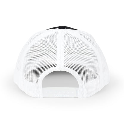 Printify Never Surrender snapback trucker hat featuring a structured crown, flat brim, and adjustable snap closure.