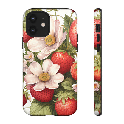 Strawberry Blossom Phone Case — Floral Protective Tough Case - Ramshackle Shack