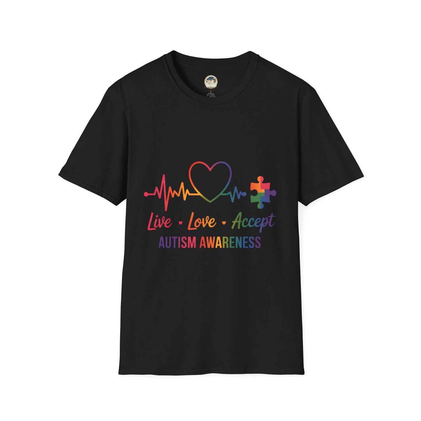 Autism Awareness T-Shirt — Live Love Accept Rainbow Puzzle Ribbon - Ramshackle Shack