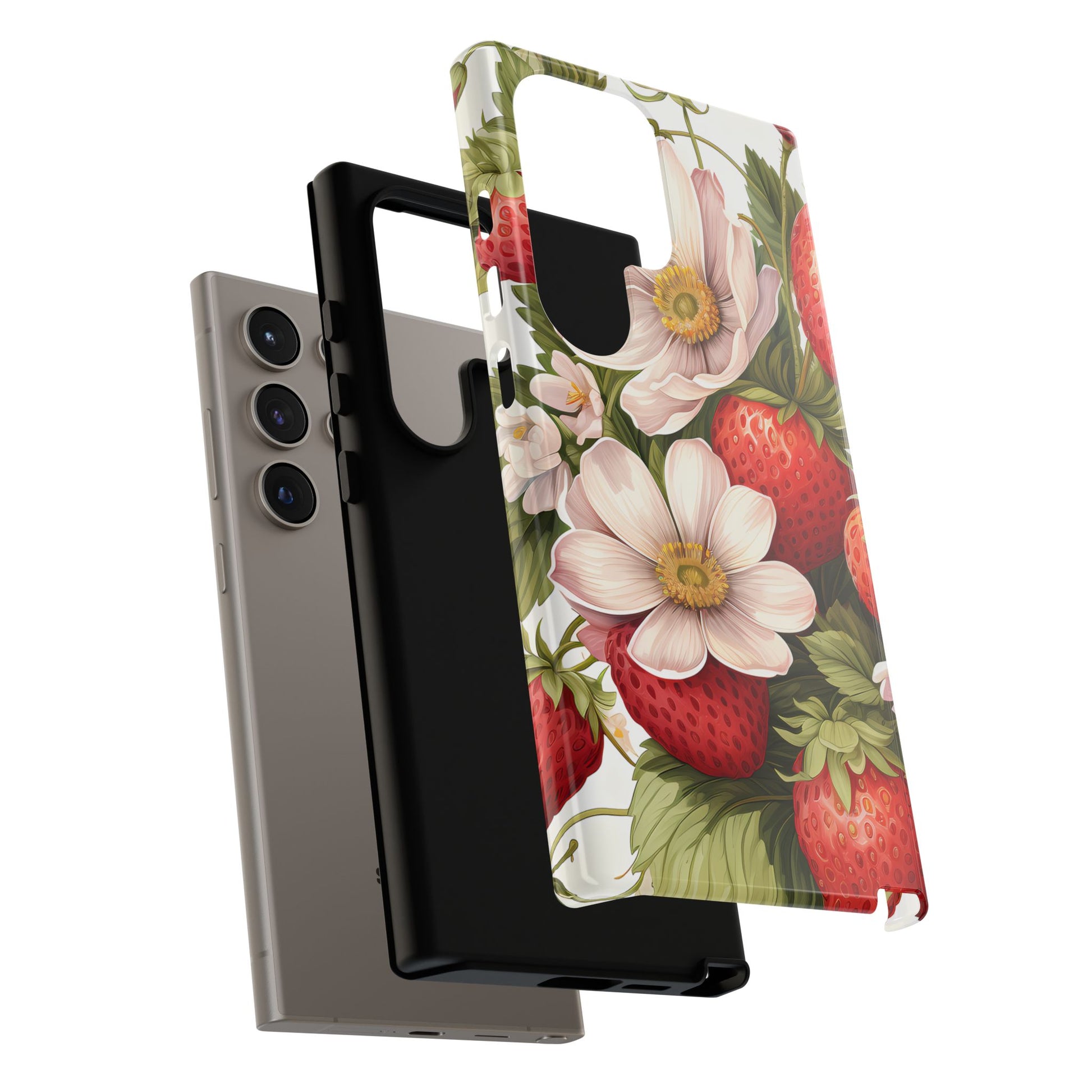 Strawberry Blossom Phone Case — Floral Protective Tough Case - Ramshackle Shack