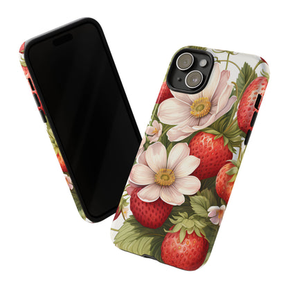 Strawberry Blossom Phone Case — Floral Protective Tough Case - Ramshackle Shack