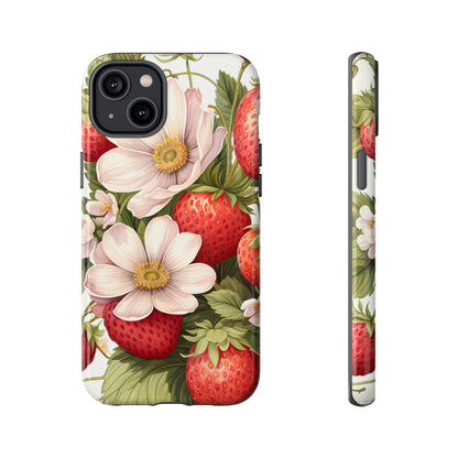 Strawberry Blossom Phone Case — Floral Protective Tough Case - Ramshackle Shack