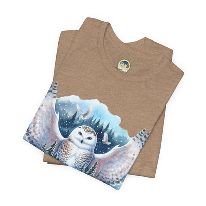 Snowy Owl Forest T-Shirt — Winter Wildlife Nature Tee - Ramshackle Shack