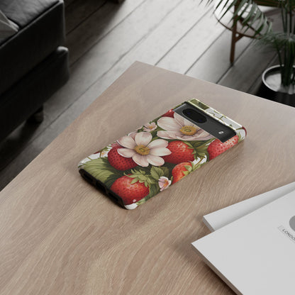 Strawberry Blossom Phone Case — Floral Protective Tough Case - Ramshackle Shack