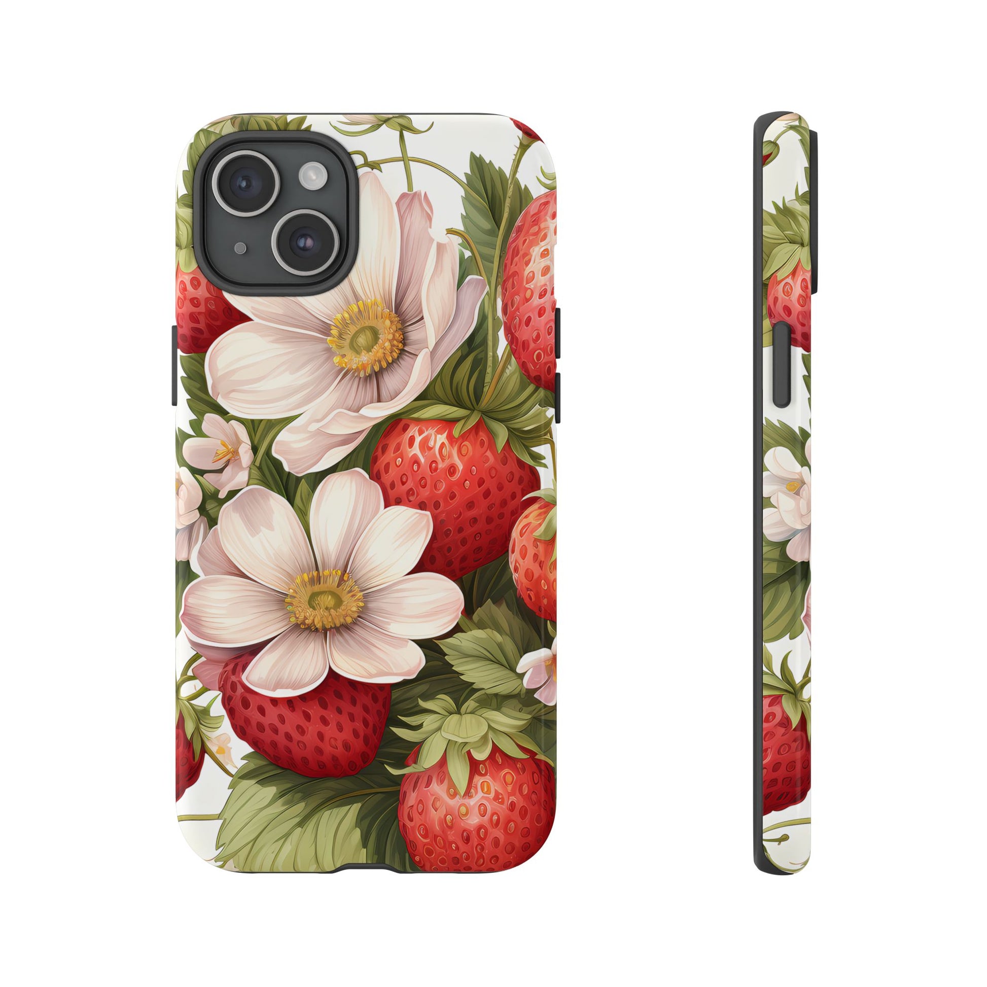 Strawberry Blossom Phone Case — Floral Protective Tough Case - Ramshackle Shack