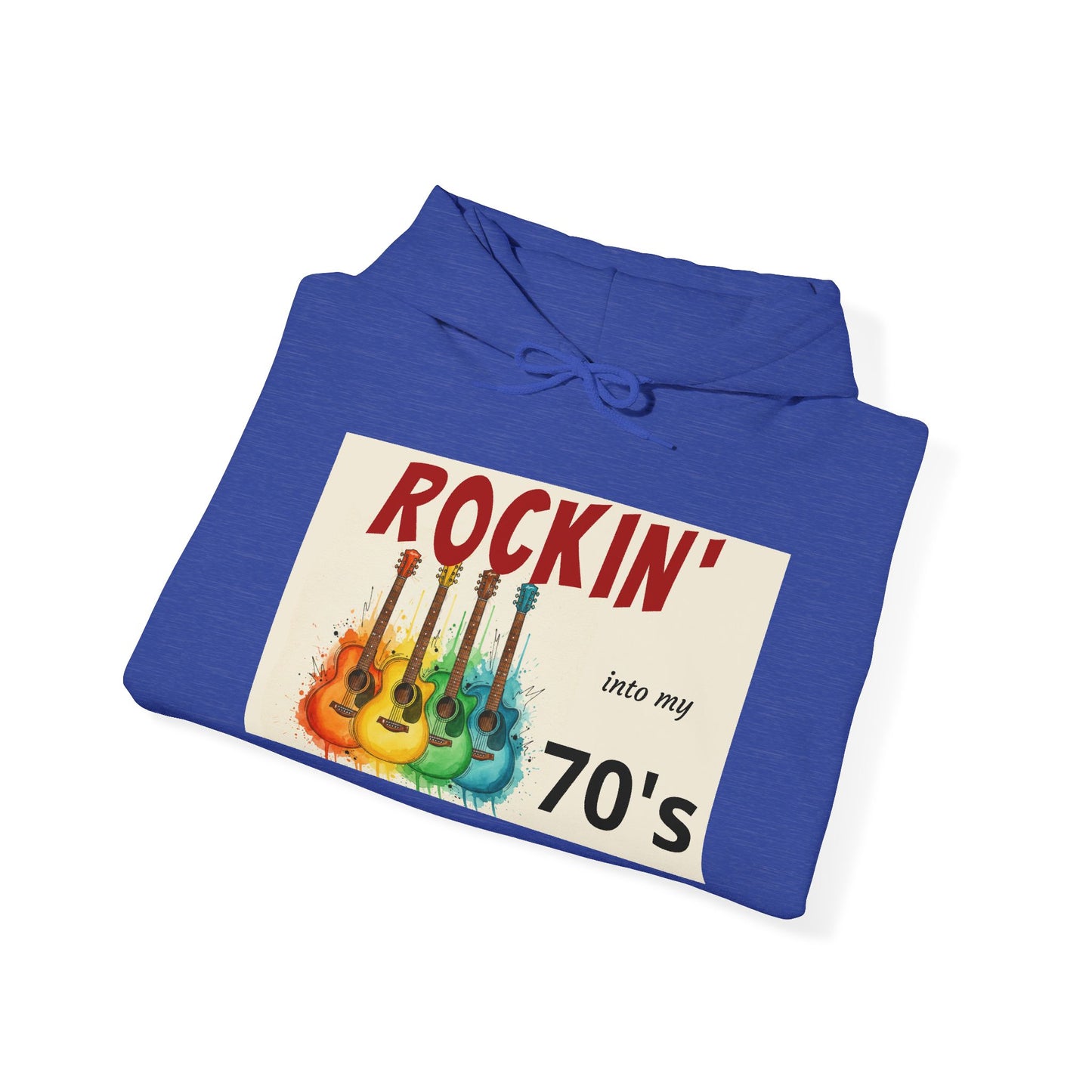 Rockin' Into My [70's] Hooded Sweatshirt — Custom Name & Age Guitar Birthday Design - Ramshackle Shack