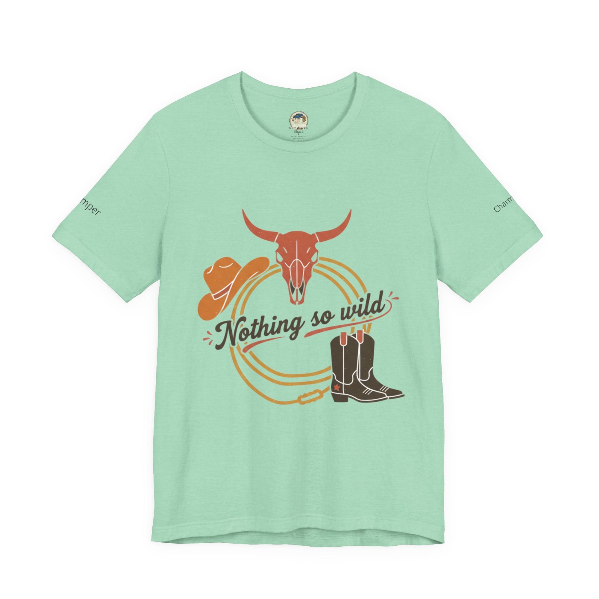 Personalized western sunset T-shirt from Nothing So Wild Rider Tee collection, featuring vibrant sunset and western design.