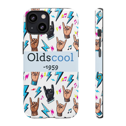 Retro Rock 'Oldscool 1959' Phone Case – Lightning & Rock Hand Pattern - Ramshackle Shack