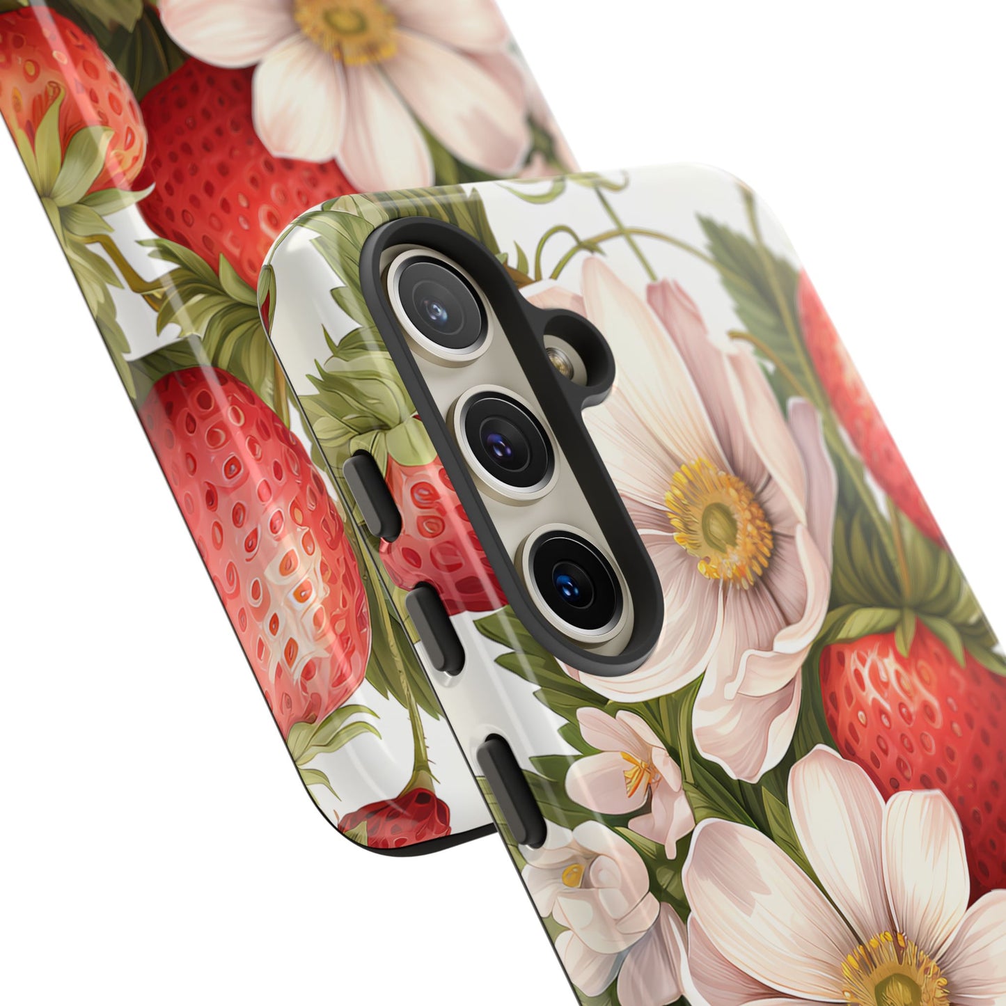 Strawberry Blossom Phone Case — Floral Protective Tough Case - Ramshackle Shack