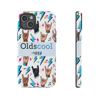 Retro Rock 'Oldscool 1959' Phone Case – Lightning & Rock Hand Pattern - Ramshackle Shack