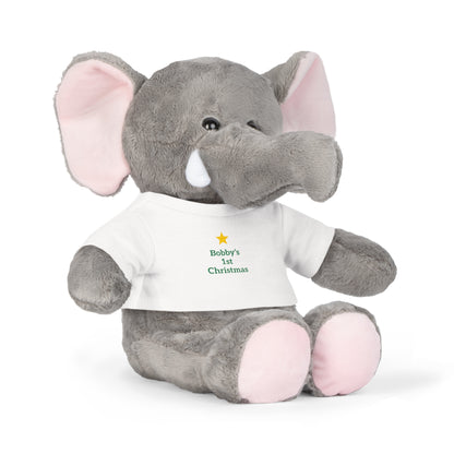 Personalized Teddy Bear with T-Shirt — Baby’s First Christmas Gift - Ramshackle Shack