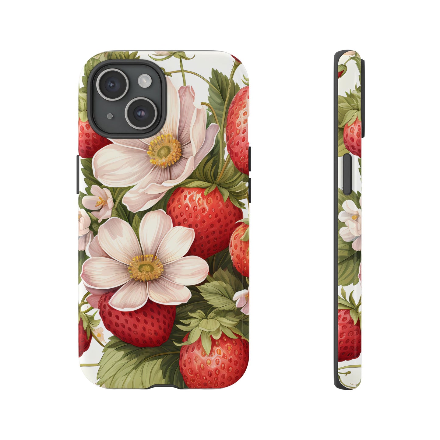Strawberry Blossom Phone Case — Floral Protective Tough Case - Ramshackle Shack