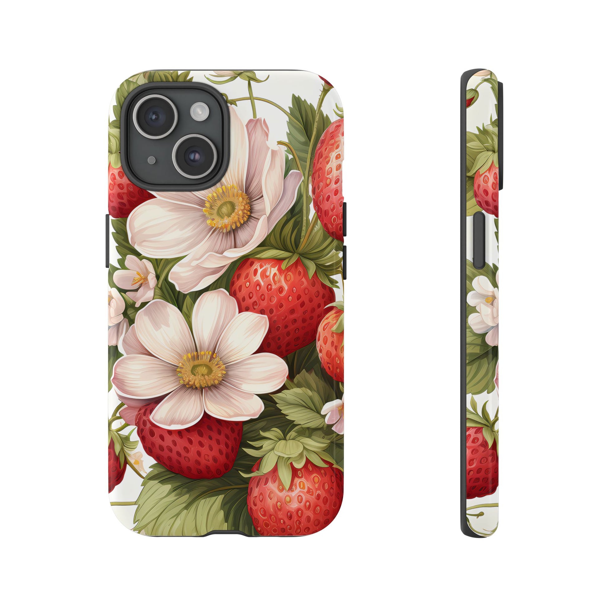 Strawberry Blossom Phone Case — Floral Protective Tough Case - Ramshackle Shack