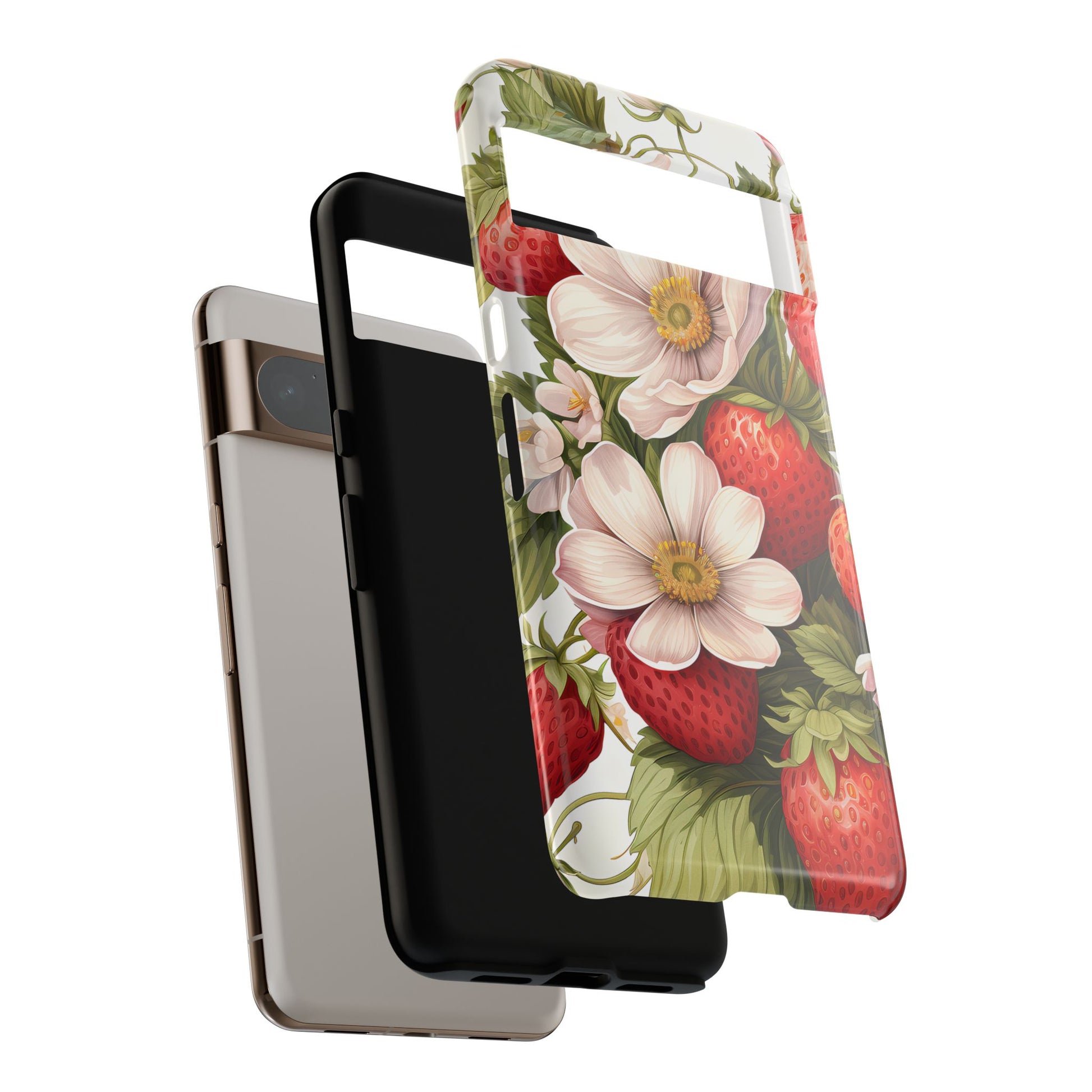 Strawberry Blossom Phone Case — Floral Protective Tough Case - Ramshackle Shack