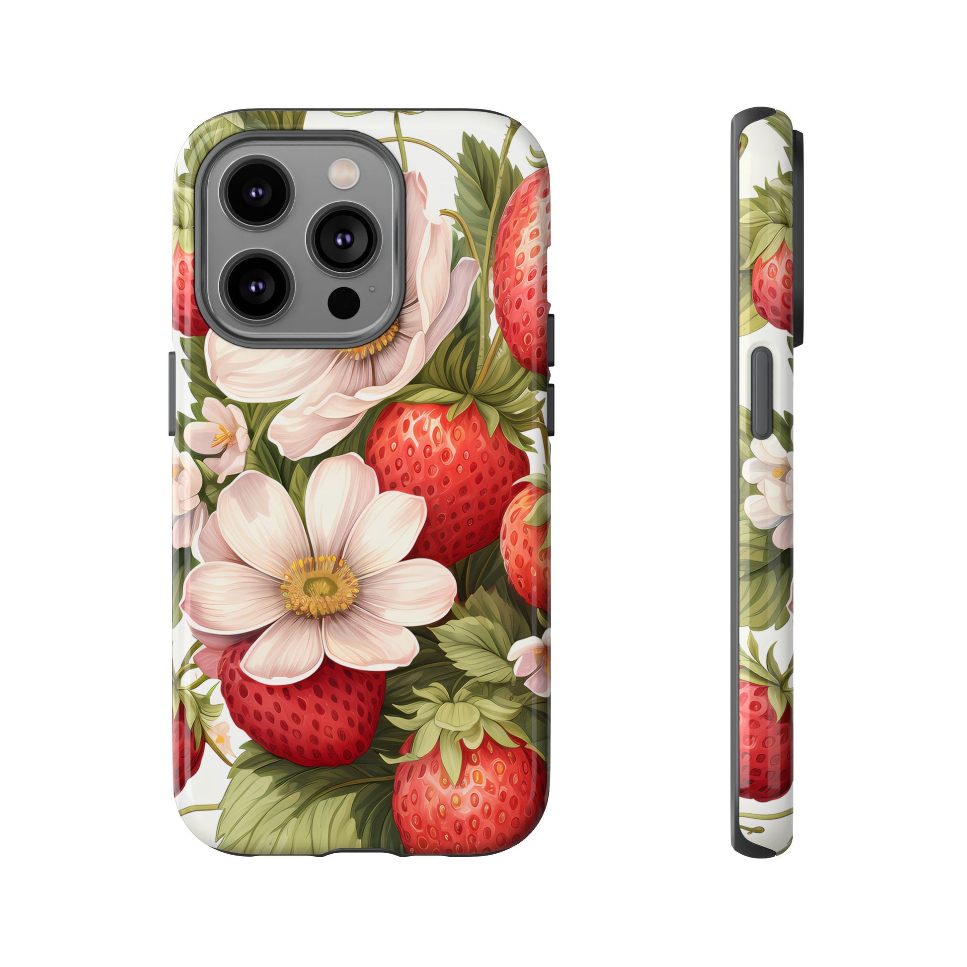 Strawberry Blossom Phone Case — Floral Protective Tough Case - Ramshackle Shack