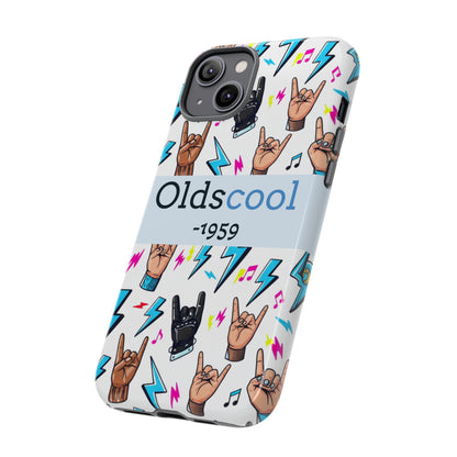 Retro Rock 'Oldscool 1959' Phone Case – Lightning & Rock Hand Pattern - Ramshackle Shack