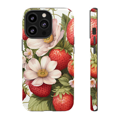 Strawberry Blossom Phone Case — Floral Protective Tough Case - Ramshackle Shack