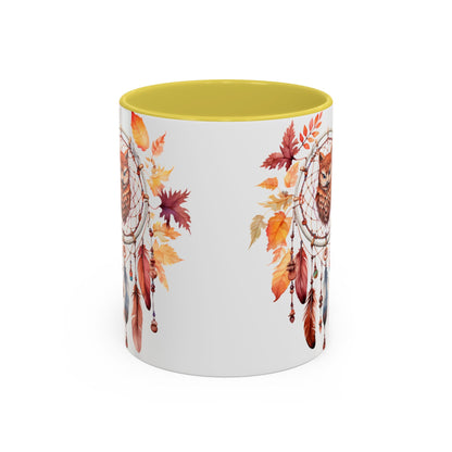 Autumn Owl Dreamcatcher Mug — Fall Leaves Coffee Cup (11oz & 15oz) - Ramshackle Shack