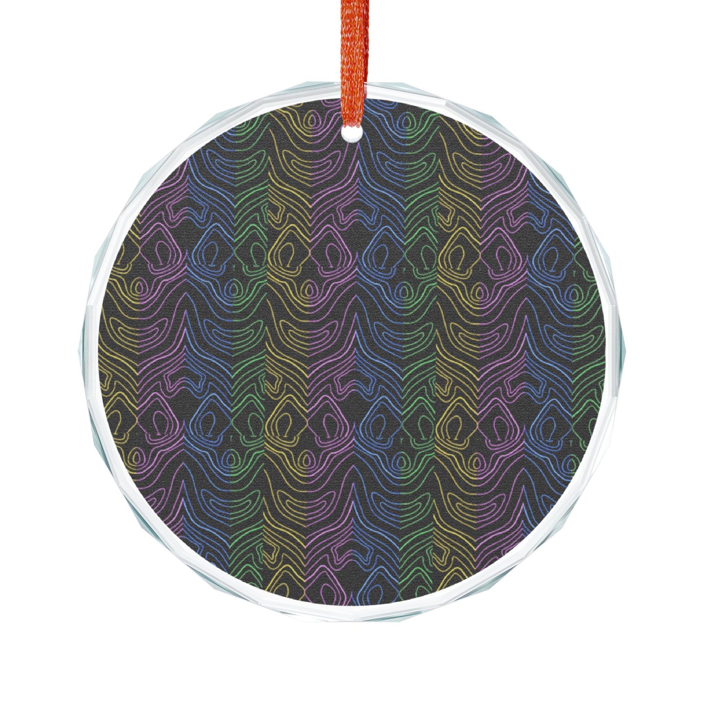 Neon Wiggle Lines Suncatcher Glass Ornament