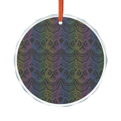 Neon Wiggle Lines Suncatcher Glass Ornament