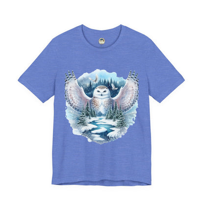 Snowy Owl Forest T-Shirt — Winter Wildlife Nature Tee - Ramshackle Shack