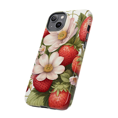 Strawberry Blossom Phone Case — Floral Protective Tough Case - Ramshackle Shack