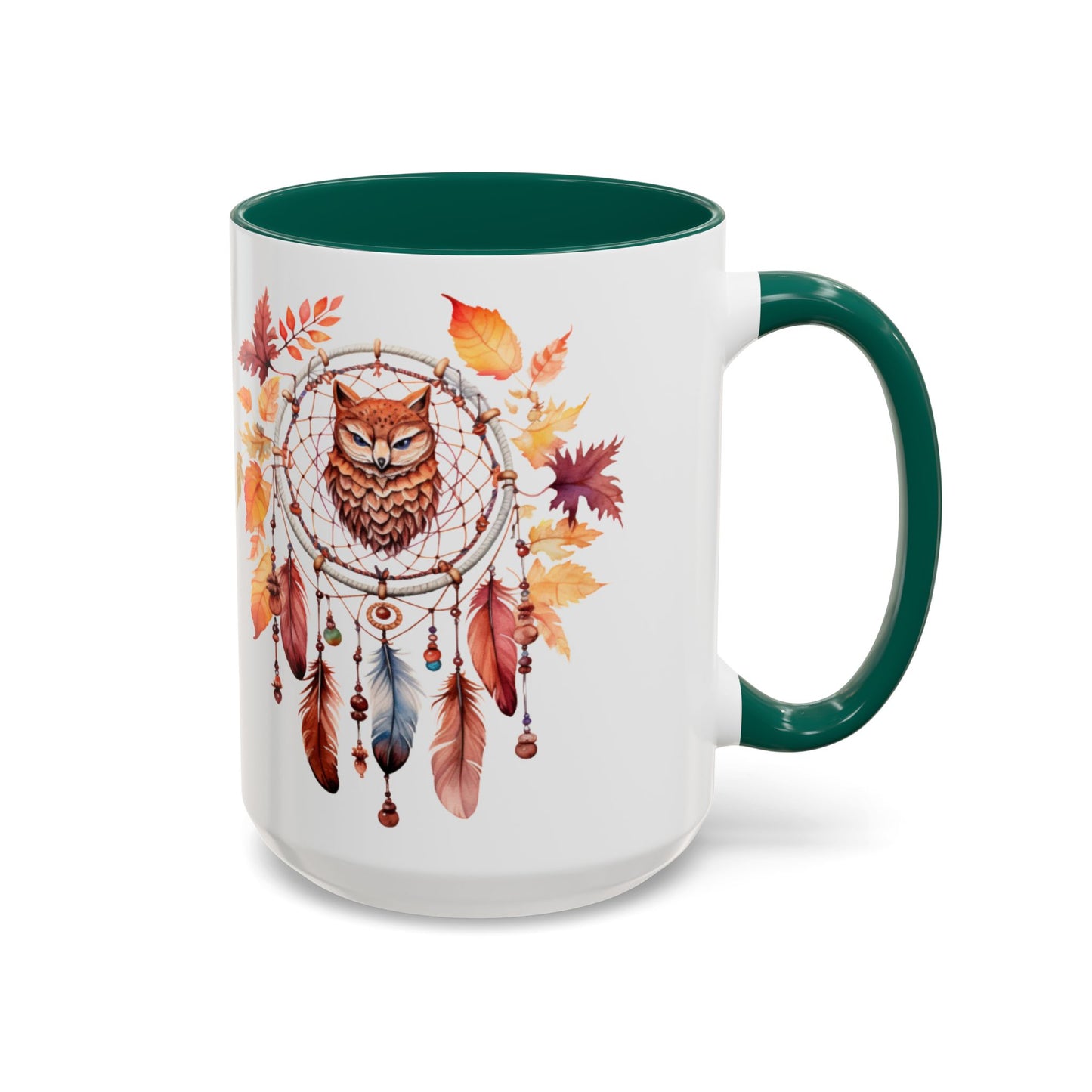Autumn Owl Dreamcatcher Mug — Fall Leaves Coffee Cup (11oz & 15oz) - Ramshackle Shack