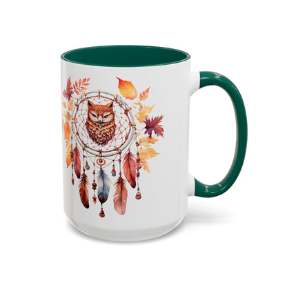 Autumn Owl Dreamcatcher Mug — Fall Leaves Coffee Cup (11oz & 15oz) - Ramshackle Shack