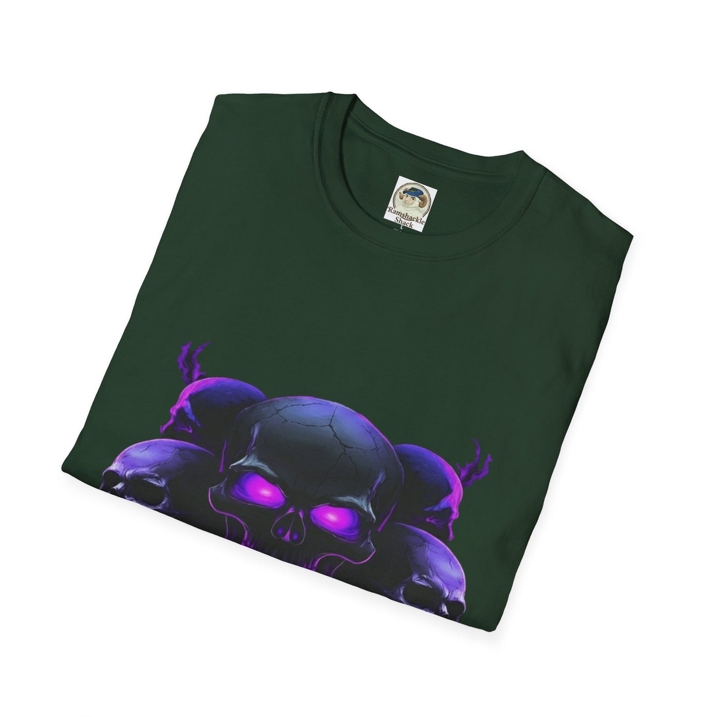 Skull Trio Graphic TShirt  Neon Purple Gothic Skull Design - Ramshackle Shack