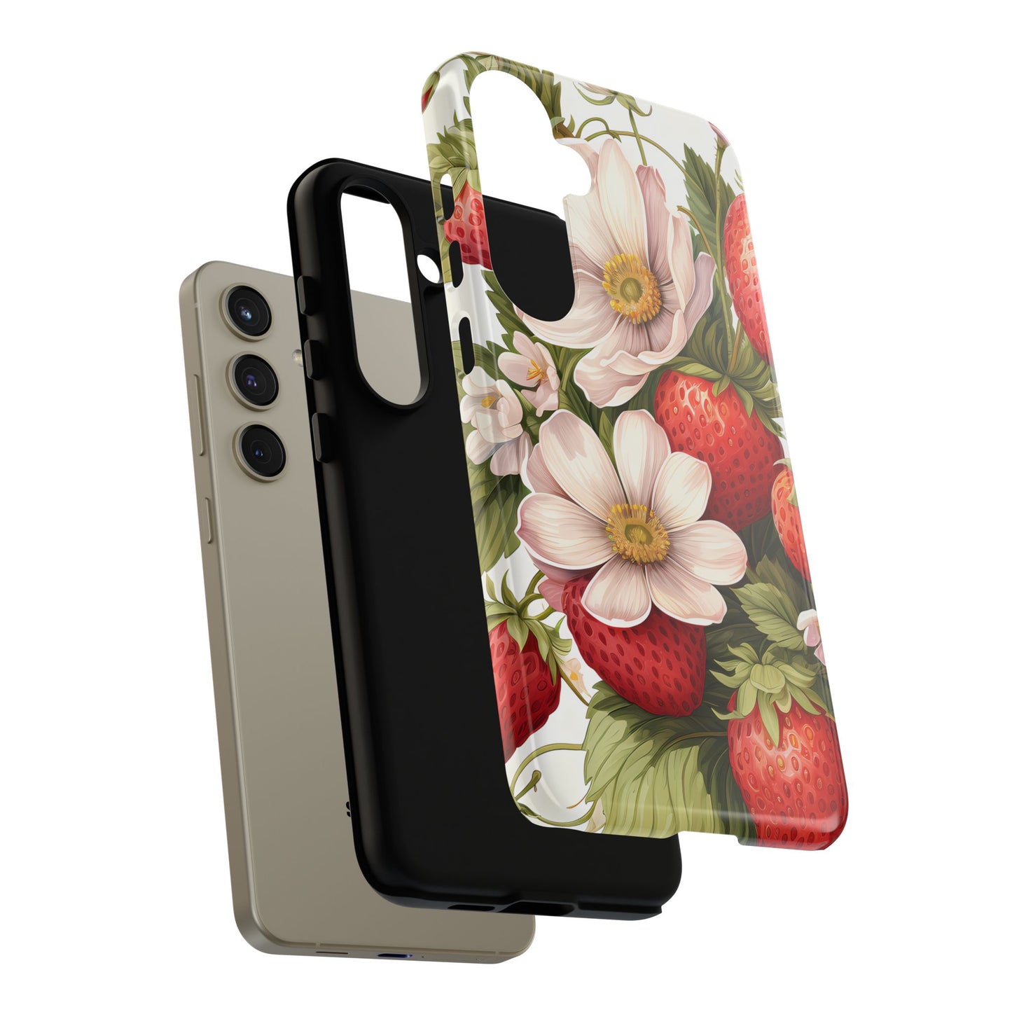 Strawberry Blossom Phone Case — Floral Protective Tough Case - Ramshackle Shack