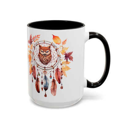 Autumn Owl Dreamcatcher Mug — Fall Leaves Coffee Cup (11oz & 15oz) - Ramshackle Shack