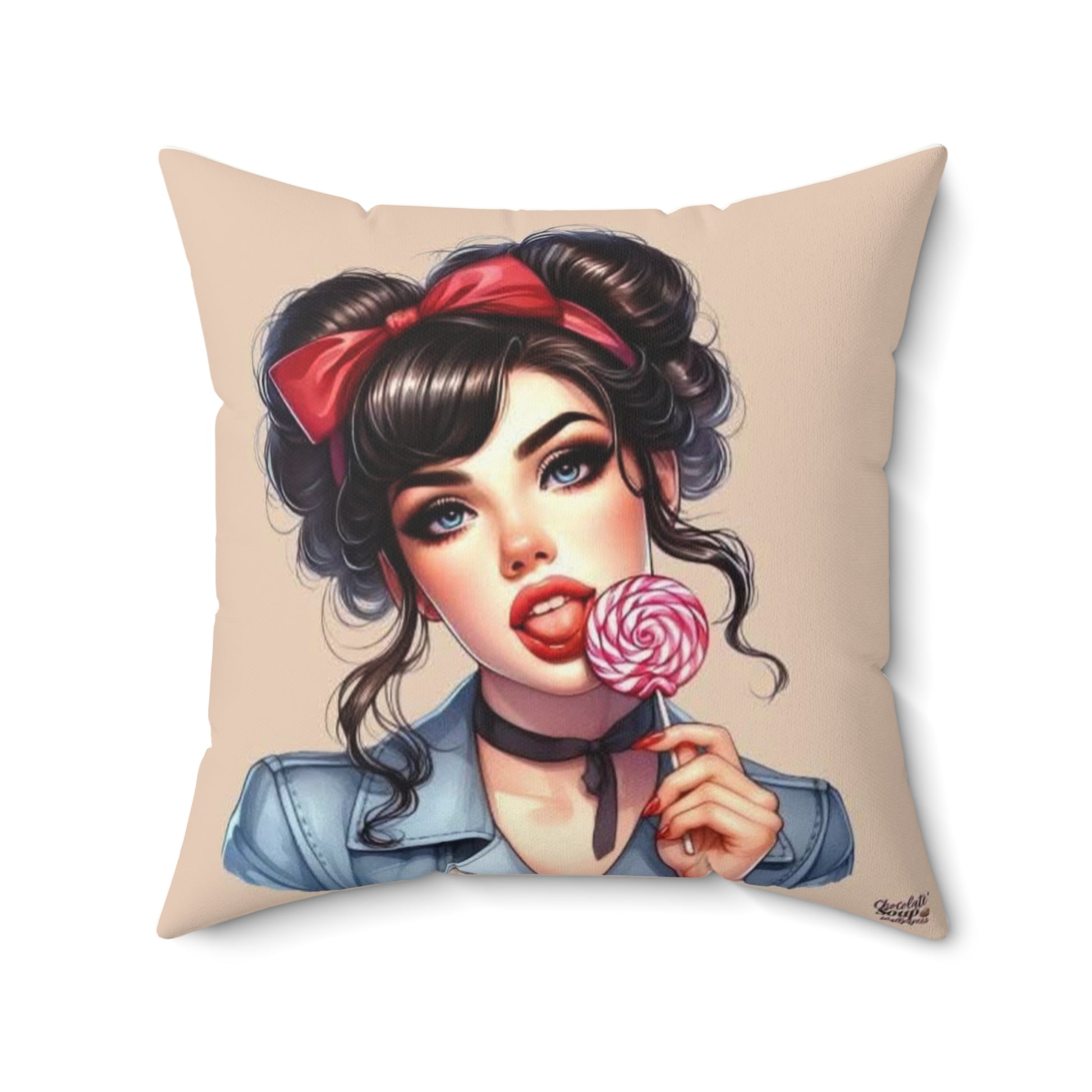 Bad Decisions Loading Faux Suede Square Pillow — Handcuffs, Cocktail & Sassy Woman Design - Ramshackle Shack
