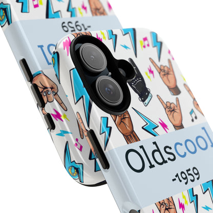 Retro Rock 'Oldscool 1959' Phone Case – Lightning & Rock Hand Pattern - Ramshackle Shack
