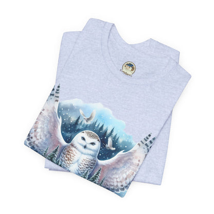 Snowy Owl Forest T-Shirt — Winter Wildlife Nature Tee - Ramshackle Shack