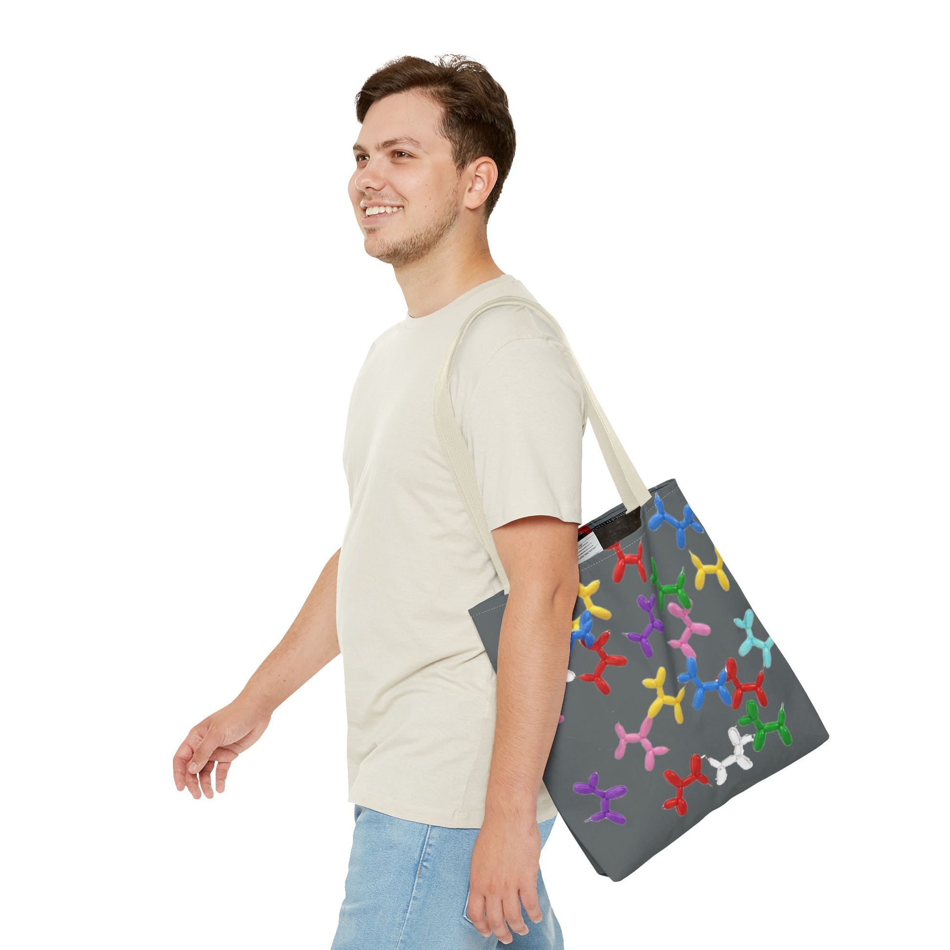 Balloon Dog Pattern Tote Bag – Colorful Pop Art Reusable Shopper - Ramshackle Shack